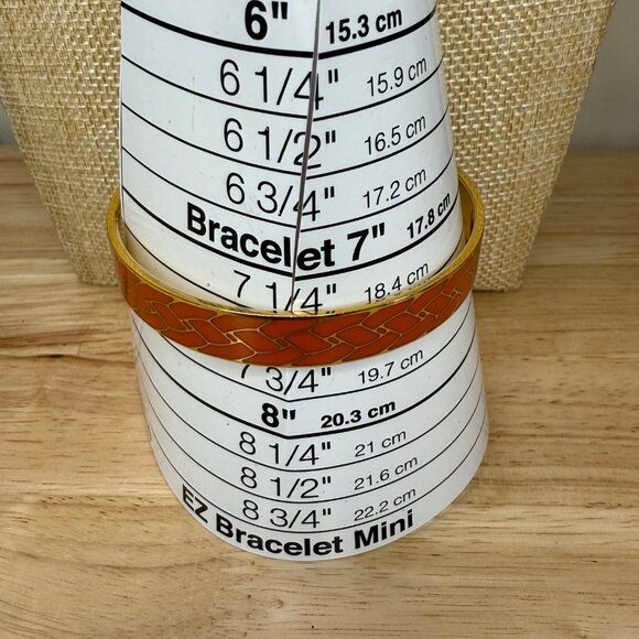 J. Crew Orange Enamel & Gold-Tone Bangle Bracelet With Woven Pattern - Picture 6 of 8